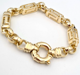 Heavy Solid 9ct Yellow,  Rose or White Gold Solid Belcher & Greek Key Bracelet