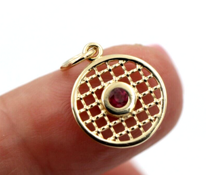 9ct Genuine Yellow, Rose or White Gold Hyderabadi Garnet 13mm Round Circle Pendant