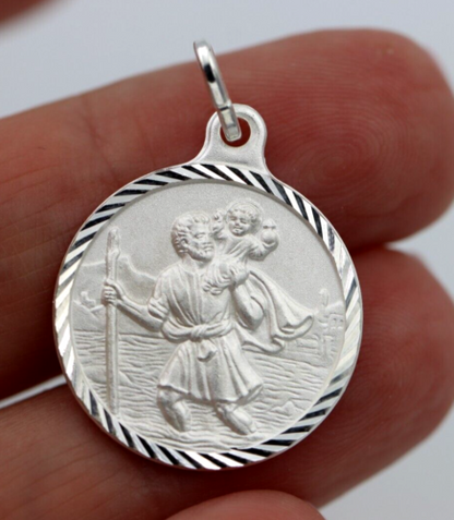 Sterling Silver St Christopher Matt Finish Pendant or Charm Travel Saint