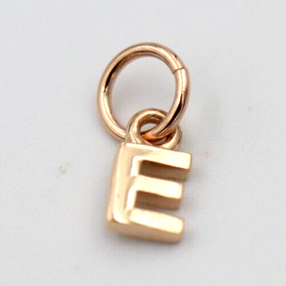 Genuine 9ct 9kt Genuine Tiny Very Small Yellow, Rose or White Gold Initial Pendant Charm E