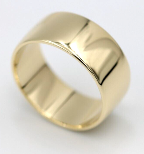 Genuine New Size Q 1/2 Genuine 9K 9ct Yellow, Rose or White Gold Full Solid 10mm Wide Flat Edge Tube Band Ring