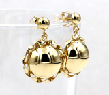 9ct Yellow, Rose or White Gold Twisted 16mm Half Ball Stud Ball Earrings