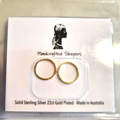 Genuine 22ct Gold Plated Sleepers on Sterling Silver Earrings 8mm