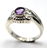 Size Q Sterling Silver 925 Purple Round Bezel Amethyst Butterfly Ring -Free post