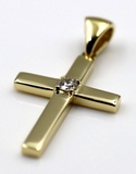 Genuine Solid 18ct 18kt 750 Yellow, Rose or White Gold 10pt Diamond Cross Pendant