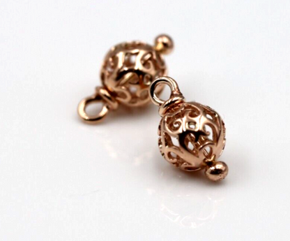 Genuine New 9k 9ct Yellow, Rose or White Gold 7.7mm Ball Filigree Balls For Charm Earrings