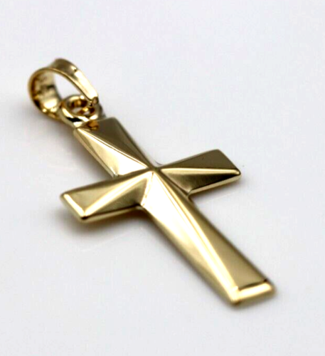 Kaedesigns Genuine 9ct 9K Yellow or White Gold Fancy Bevelled Edge Cross Pendant