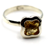 Size N Genuine Sterling Silver Yellow Citrine Clover Ring