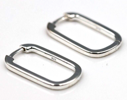 Genuine New Sterling Silver 925 Rectangular Huggies Earrings