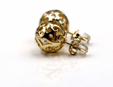 9ct Solid Yellow, Rose or White Gold 10mm, 12mm or 14mm Filigree Stud Ball Earrings