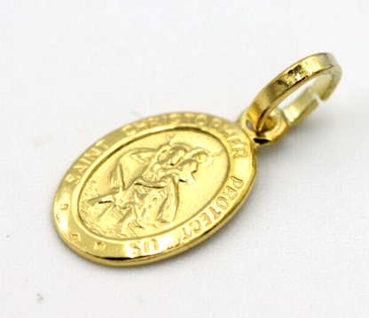 Sterling Silver or Gold Plated Small St Christopher Pendant or Charm Travel Saint