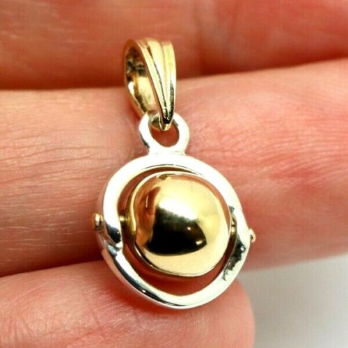 Genuine Sterling Silver & 9ct Yellow Gold Ball 8mm Ball Pendant