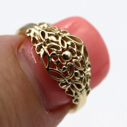 Size I Kaedesigns New Genuine 9ct Yellow, Rose or White Gold 8mm Filigree Ring