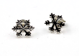 Genuine Sterling Silver 925 Small Christmas Snowflake Stud Earrings