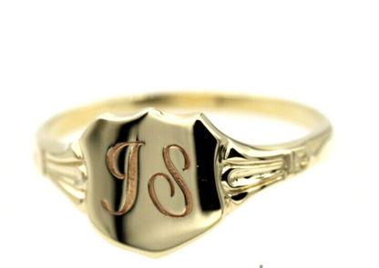 Genuine 9ct Solid Yellow, Rose or White Gold Large Signet Ring In Your Size P Plus Engraving 2 Initials