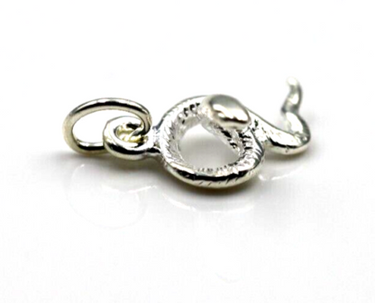 Genuine 925 Sterling Silver Snake Charm Or Pendant