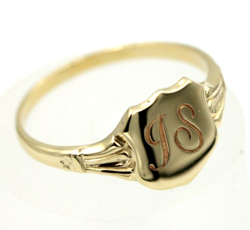 Genuine 9ct Solid Yellow, Rose or White Gold Large Signet Ring In Your Size P Plus Engraving 2 Initials