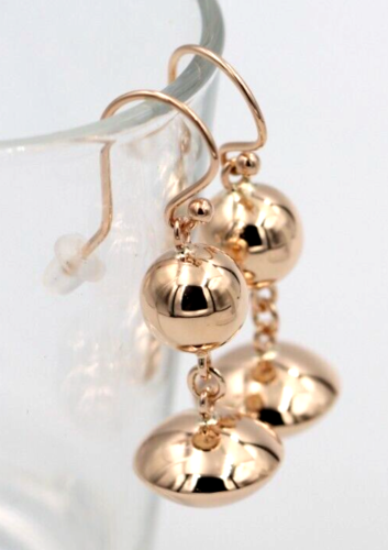 Genuine 9ct 9kt Yellow, Rose or White Gold Heavy Fancy Ball Drop Earrings