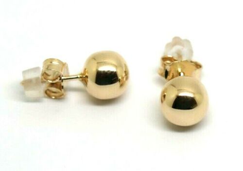 Genuine 9ct 9k Yellow, Rose or White Gold 8mm Stud Full Ball Earrings