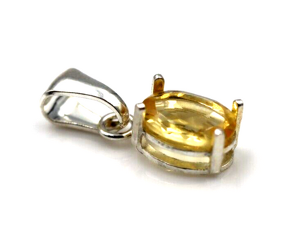 Kaedesigns Sterling Silver 925 Oval Yellow Citrine Pendant Charm