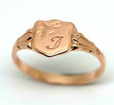 Size M, 9ct 9kt Yellow, Rose or White Gold Shield Signet Ring + Engraving of one initial