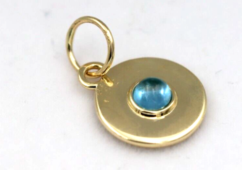 Genuine 9ct Genuine Yellow, Rose or White Gold 12mm Cabochon Topaz disc round circle pendant