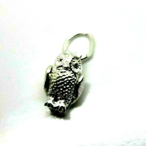 Sterling Silver 925 small lightweight Owl Charm with jump ring