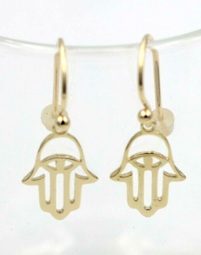 Kaedesigns Genuine New 9ct 9kt Yellow, Rose or White Gold Hand Symbol Hook Earrings