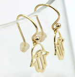 Kaedesigns Genuine New 9ct 9kt Yellow, Rose or White Gold Hand Symbol Hook Earrings