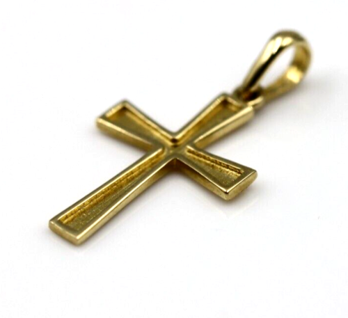 Genuine Small 14ct 14K Yellow Gold Cross Pendant or Charm