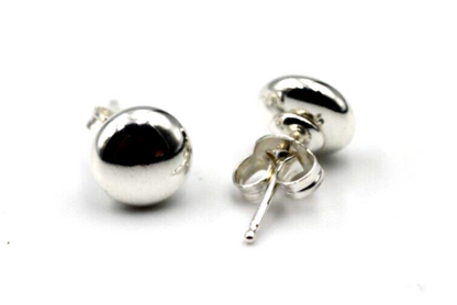 Genuine New Sterling Silver Flat Flattened 6mm Stud Ball Earrings