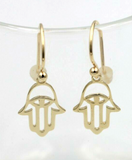 Kaedesigns Genuine New 9ct 9kt Yellow, Rose or White Gold Hand Symbol Hook Earrings