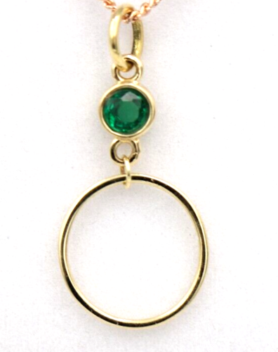 New 9ct Genuine Yellow, Rose or White Gold Green Round Emerald Round Circle Pendant