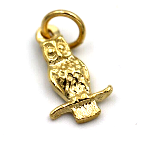 Kaedesigns New 9ct Yellow Gold Solid Owl Bird Pendant or Charm