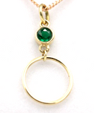 New 9ct Genuine Yellow, Rose or White Gold Green Round Emerald Round Circle Pendant