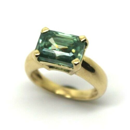 Size N 1/2 5.94 Carat Genuine 9ct 9k Yellow Gold Ice Blue Moissanite Dress Ring