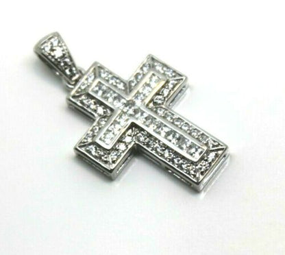 Cubic Zirconia 925 Genuine Sterling Silver Huge Cross Pendant