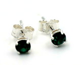 Genuine Sterling Silver 4mm Emerald Crystal Claw Set Studs (May Birthstone) Earrings