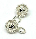 Kaedesigns New Sterling Silver 10mm Filigree Flower Balls Charm Earrings