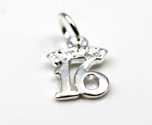 Kaedesigns New Small Genuine Sterling Silver Sweet 16 Pendant / Charm