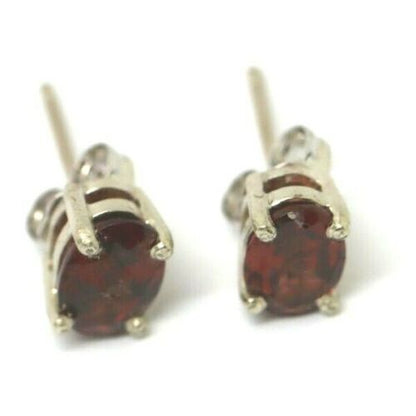 9ct 9k Yellow or White Gold Genuine Natural Oval Garnet Stud Earrings