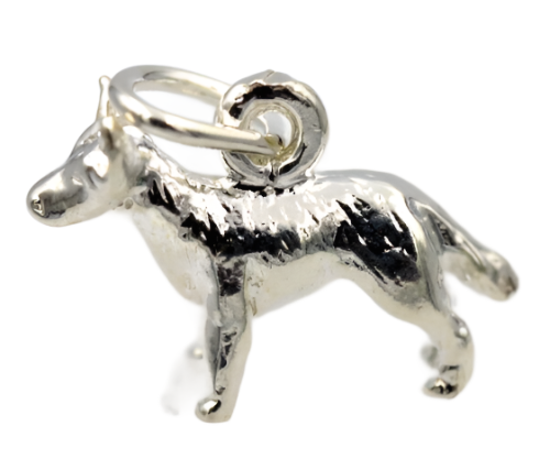 Genuine Sterling Silver 925 Small 3D Dog Blue Heeler Pendant / Charm