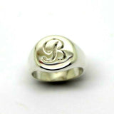 Size G Sterling Silver Oval Signet Ring - Engraved B