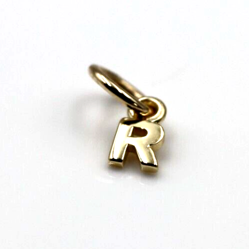 Genuine 9ct 9kt Genuine Tiny Very Small Yellow, Rose or White Gold Initial Pendant Charm R