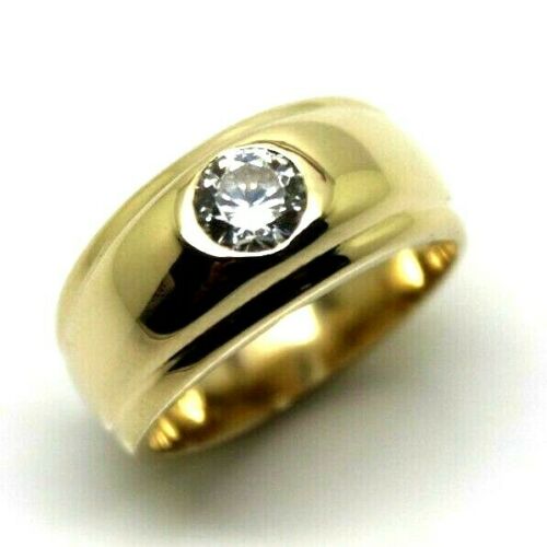 Size N 1/2 Genuine 9ct Yellow, Rose or White Gold 9mm Wide Dome Ring With Cubic Zirconia Dress Ring