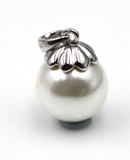 Sterling Silver 925 Flower 10mm Shell White Pearl Ball Pendant -Free Post