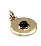 Genuine 9ct Genuine Yellow, Rose or White Gold 12mm Cabochon Red Garnet Disc round circle pendant