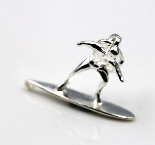 Kaedesigns New Sterling Silver Solid Surfer Pendant / Charm