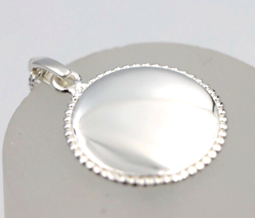 Sterling Silver 16mm Disc Pendant Engraving Available + Kerb Chain with 45cm + 5cm extender