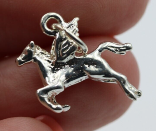 Genuine Sterling Silver or 9ct Yellow Gold 3D PEGASUS Winged Flying Horse Pendant Charm